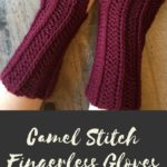 camel stitch fingerless gloves