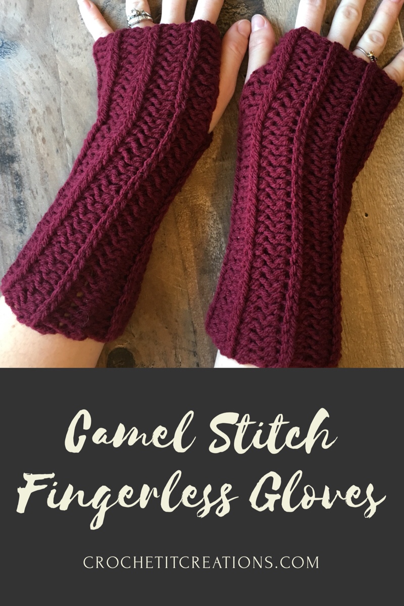 camel stitch fingerless gloves