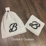 monogram initial washcloth free crochet graph pattern