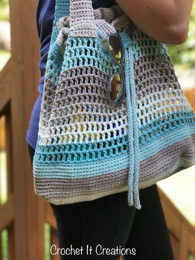 Free Crochet Bag Pattern - Carry All Drawstring Tote - Crochet It Creations