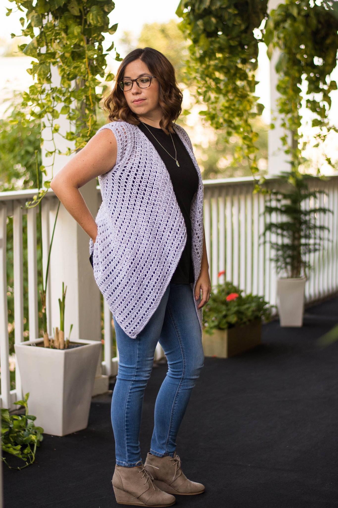 Adult crochet vest shirt cardigan top pattern