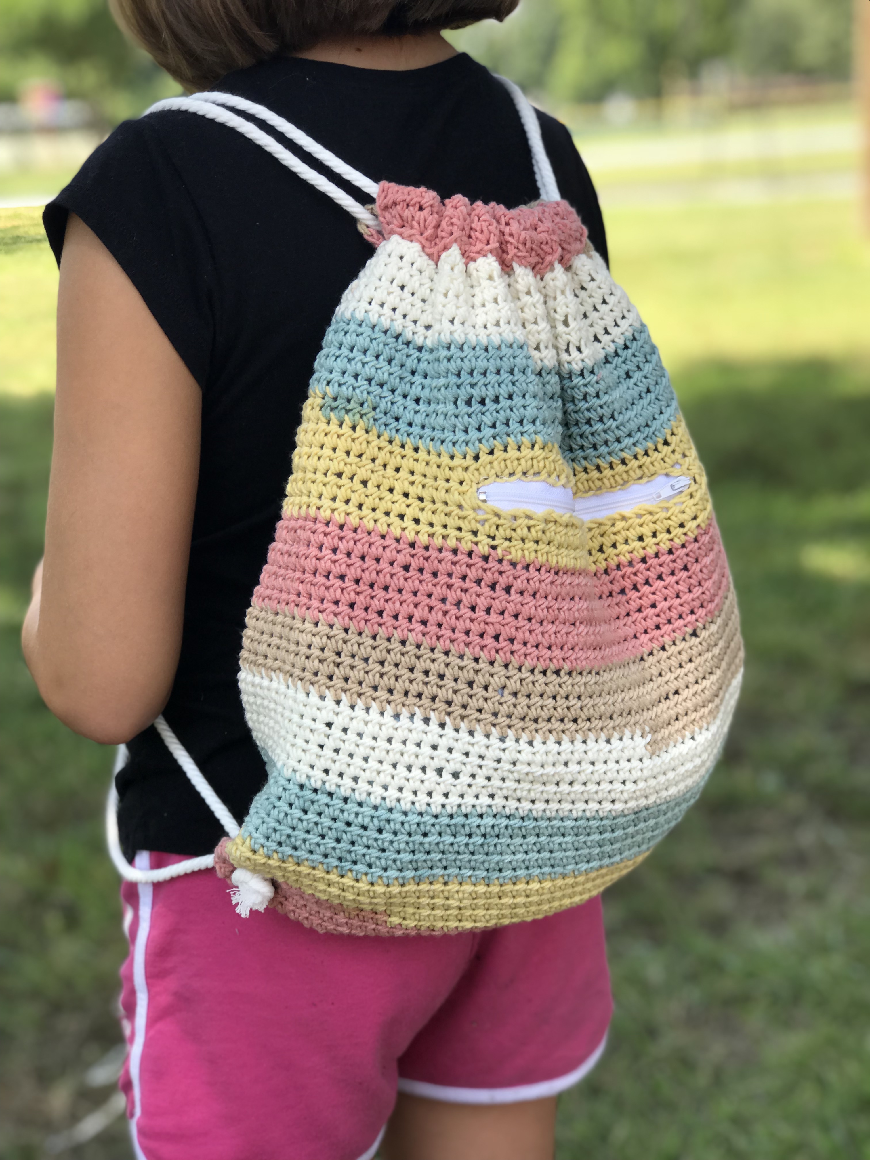 crochet cinch sack drawstring backpack pattern