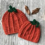 Child size crochet pumpkin beanie pattern