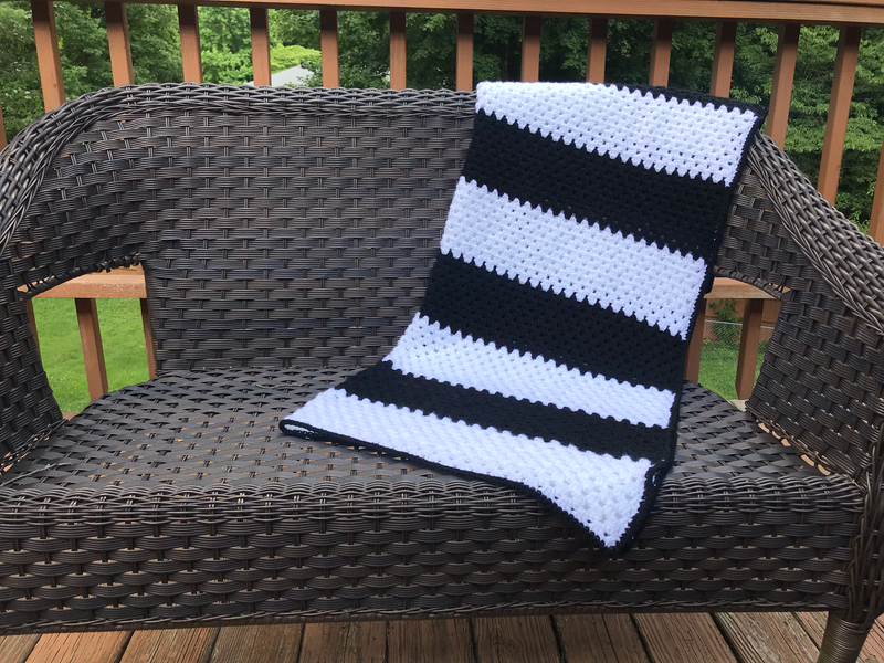 crochet color block granny stripe blanket pattern