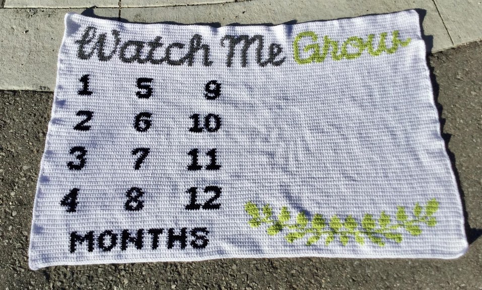 watch me grow baby monthly growth blanket chart crochet pattern