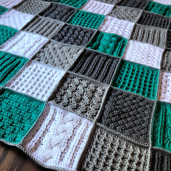 Textured Fun Square Sampler Blanket Crochet Along CAL