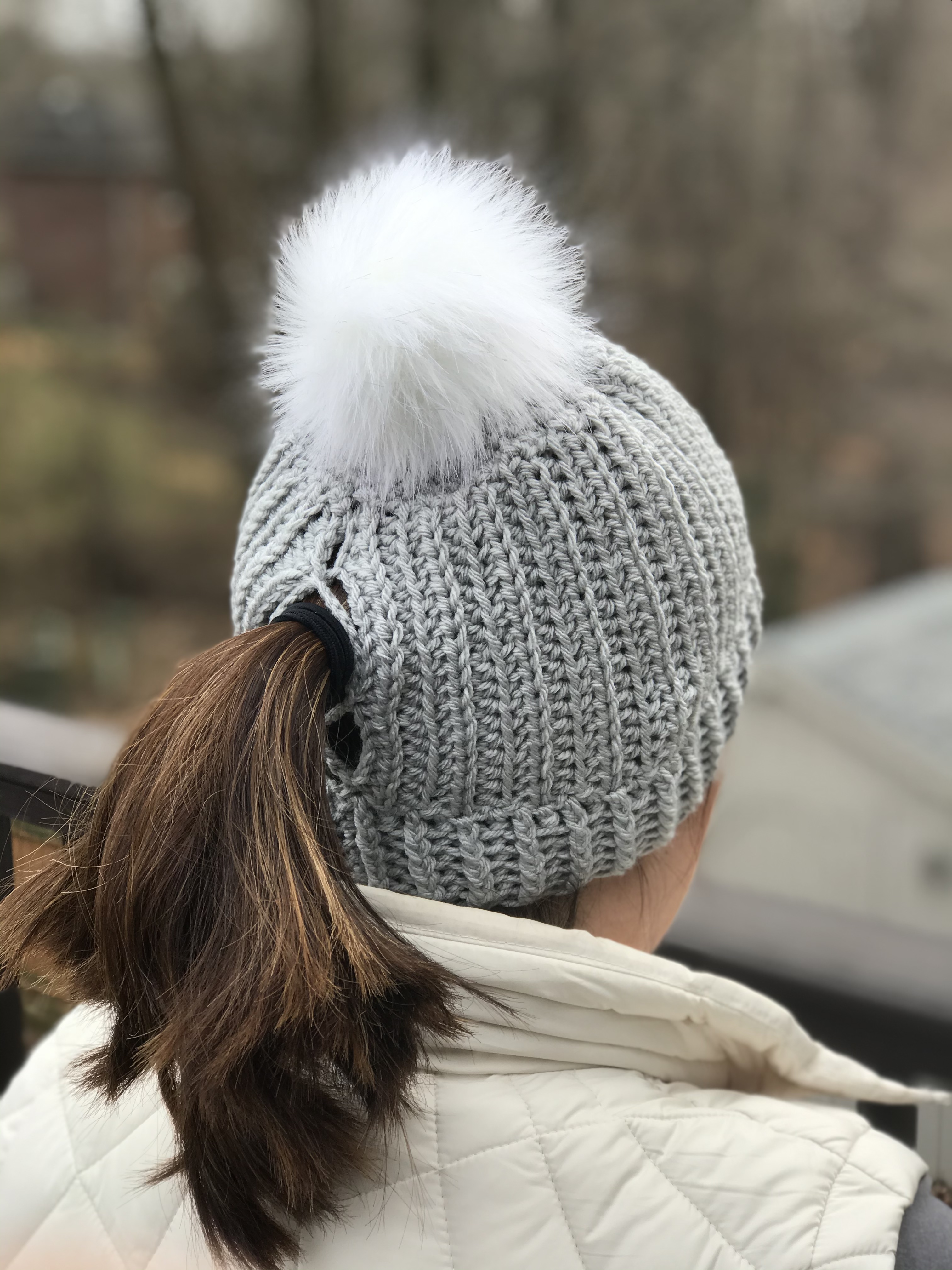 crochet ponytail hat